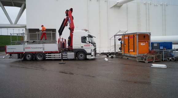 Temporäre Pumpenanlage für Arbeiten am Sturmflutsperrwerk Maeslantkering